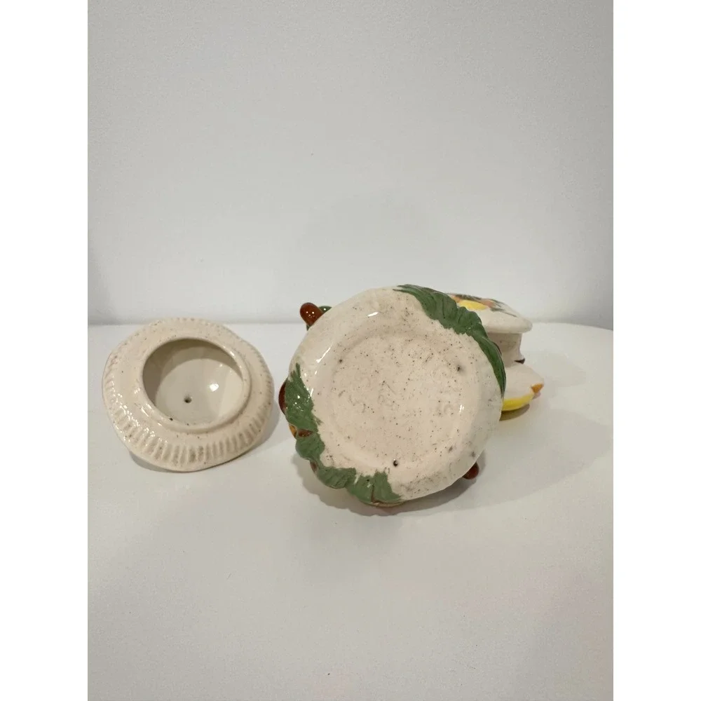 Vintage Ceramic Mushroom Sugar Bowl and Napkin Holder Set Retro Kitchen Decor‎